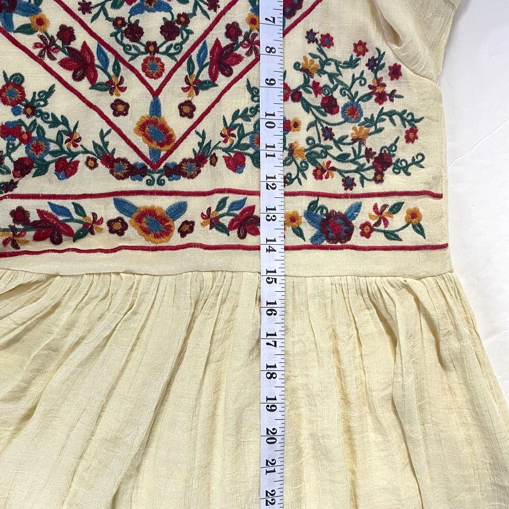Umgee Boho Floral Embroidered Mini Dress Size M Cream Multi Bell Sleeve NWOT - Picture 14 of 15